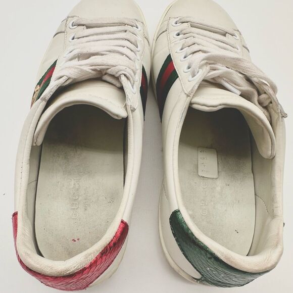 Gucci Ace Bee Embroidered Sneakers White leather Web Stripe Size EU 39.5 US 9.5 - Picture 10 of 14